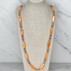 Orange Shell Beaded Slip Over No Clasp Necklace